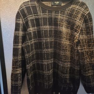 Men's Fendi Pullover Sweater Tobacco & Black Size 54 Bag Included